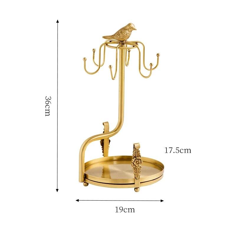 

Латунный подстаканник, светлый роскошный стеллаж для хранения блюдца и чашки с птицей, украшение дома, гостиная, обеденный стол, органайзер для хранения чашек с водой as the picture золотой