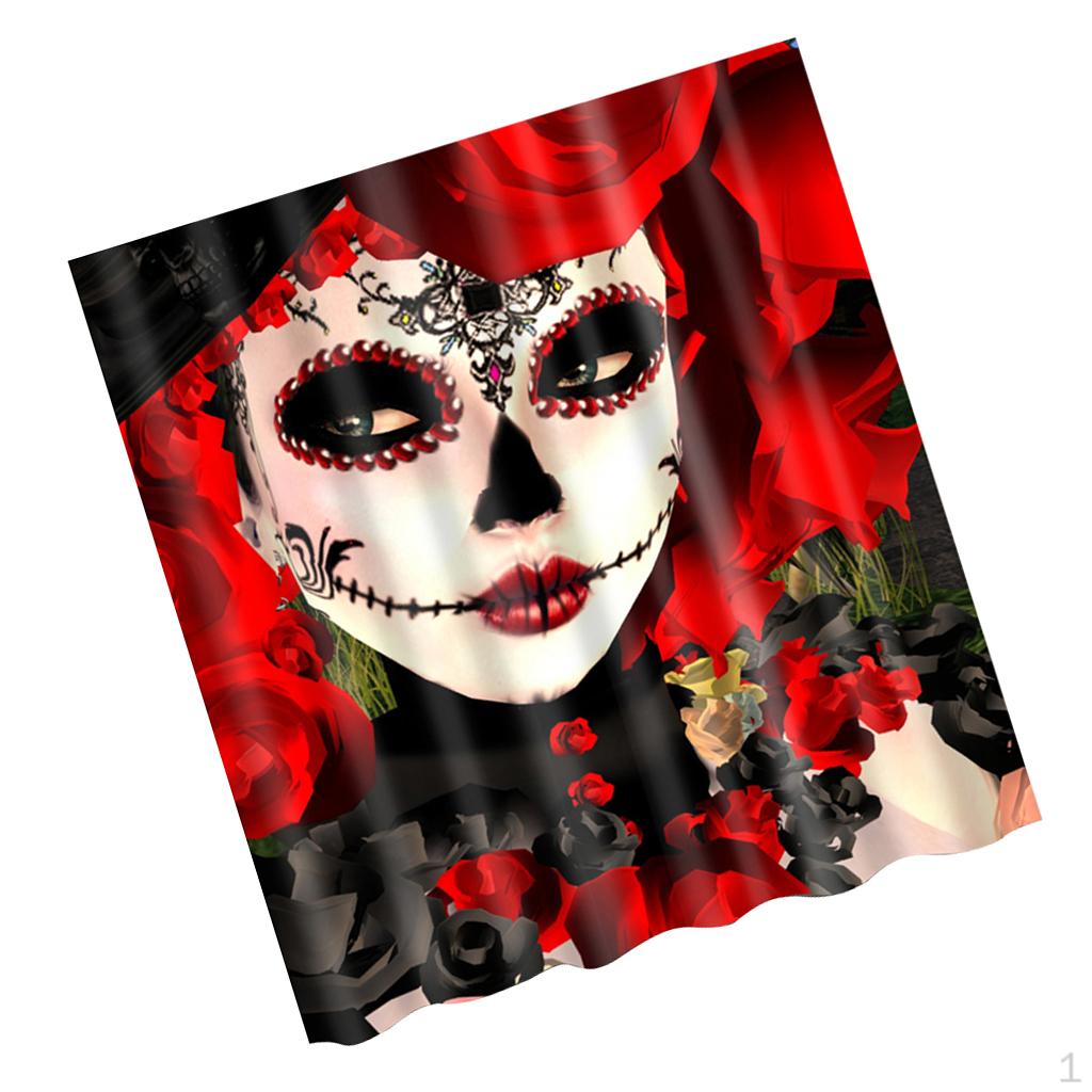 

Art Pattern Water Shower Curtain fabric Skull Flowers