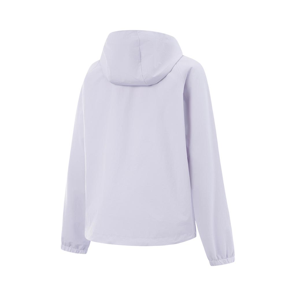 Li-Ning Comfortable Casual Minimalist Solid Color Sports Hooded Zip Windbreaker Women Outerwear Sea-Salt-Purple AFDVE68-8