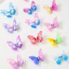 10pcs Colorful Gradient Double-layer Organza Butterfly Hair Clips with Rhinestones, Cute Princess Hair Accessories