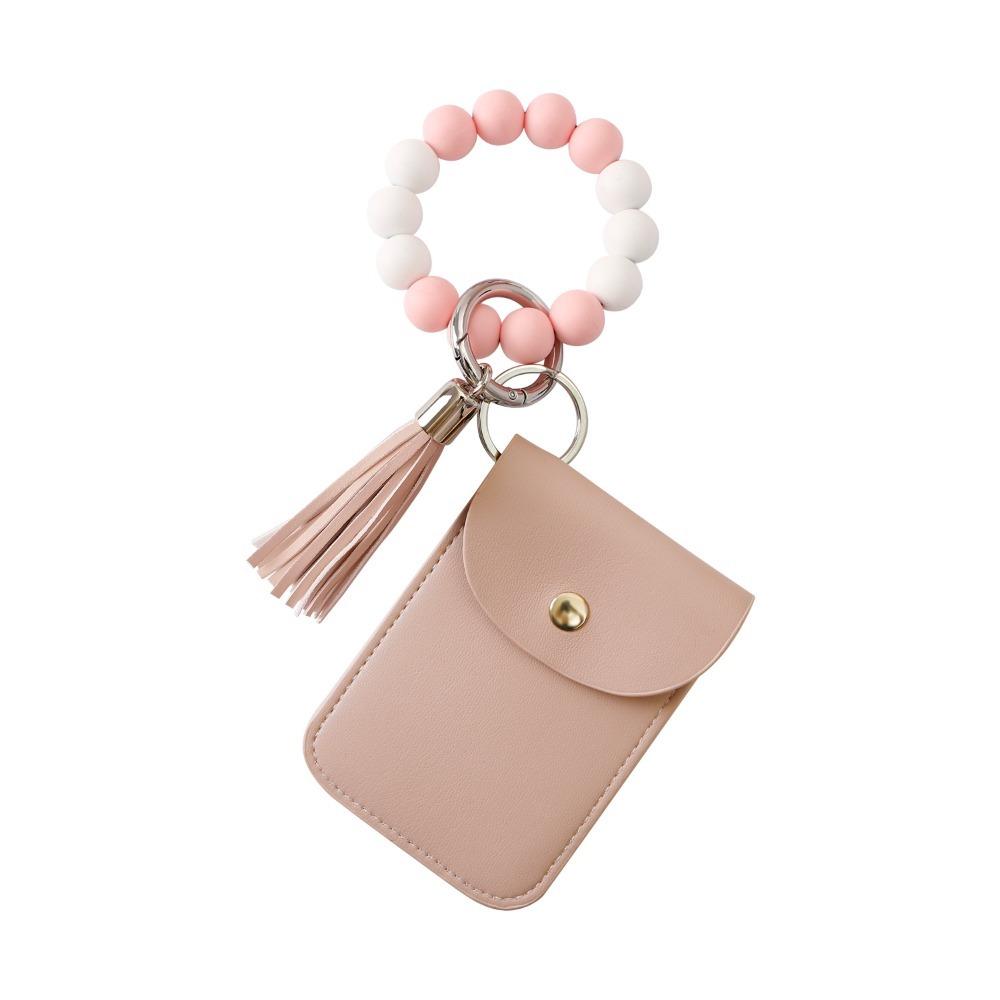 

Silicone Bracelet Keychain PU Leather Coin Purse Practical Card Pouch Unisex Style 1
