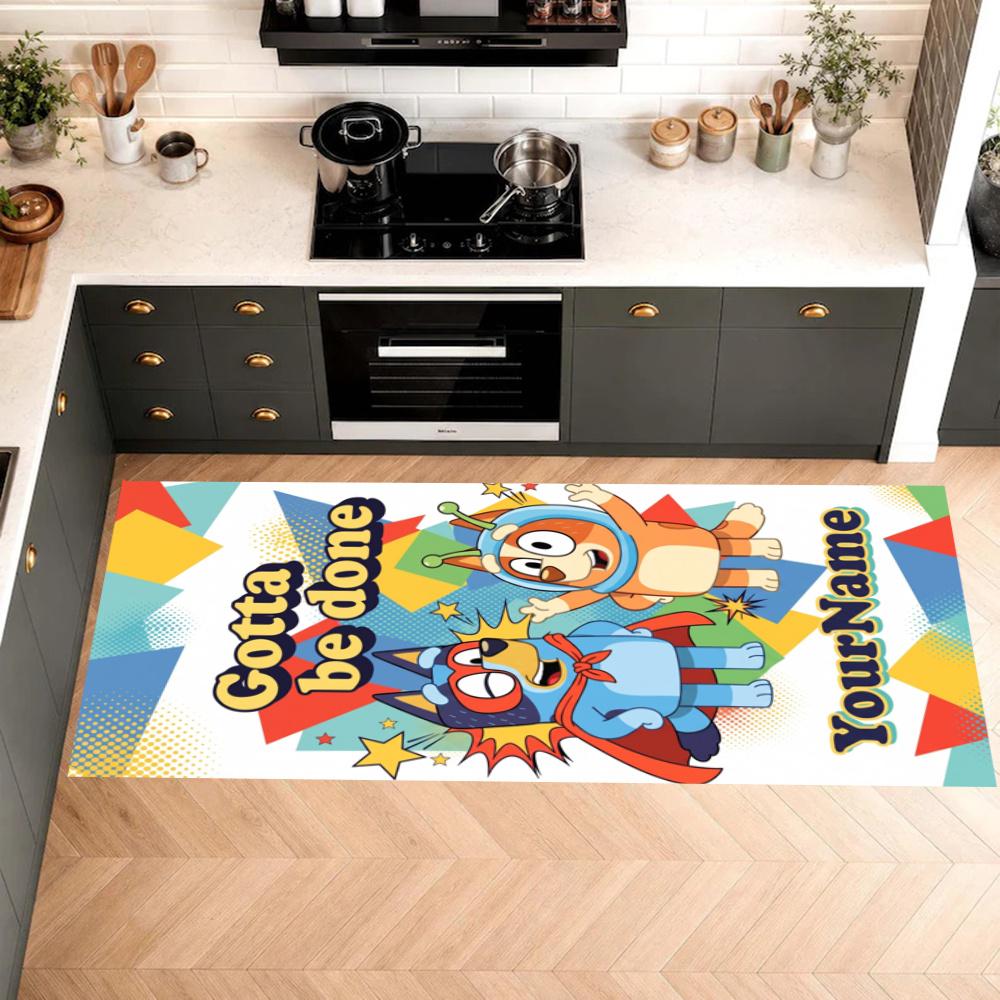 Bluey Customize Your Name Kitchen Rug Runner Rug Laundry Mat Hallway Entryway The Best Gift Choice