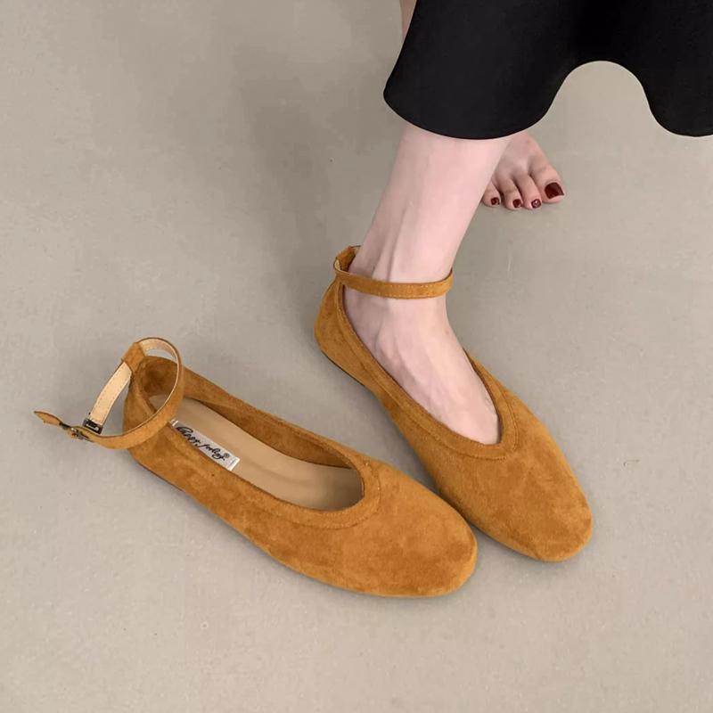 Fashion SUOJIALUN 2025 Autumn New Women Flat Shoes Fashion Round Toe Ankle Starp Ladies Mary Jane Shoes Soft Flat Heel Dress Boat Shoes