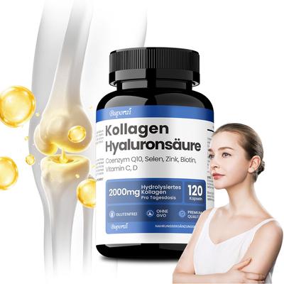 Collagen Hyaluronic Acid– 2000 Mg Collagen Capsules with Biotin, Coenzyme Q10, Zinc, Selenium, Vitamin C, Vitamin D