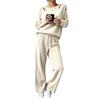 Women's Cutout Off-the-Shoulder Long Sleeve Knit Two-Piece Set for Casual Wear