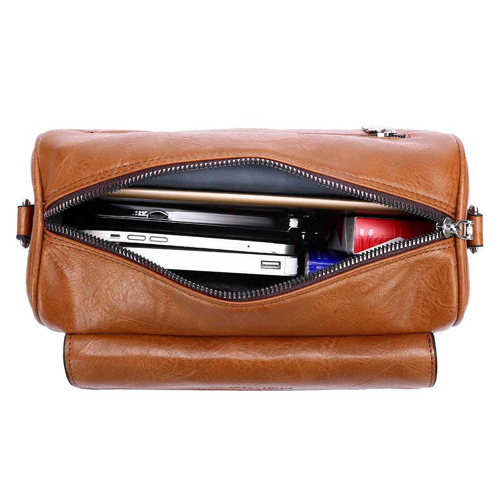 WEIXIER Men's Leather Crossbody Shoulder Bag Classic Waterproof Briefcase Messenger Satchel Travel Bag