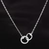 Elegant Peach Heart Double Ring Necklace - Women's Niche Design, Cold Style, Light Luxury & Versatile Clavicle Chain