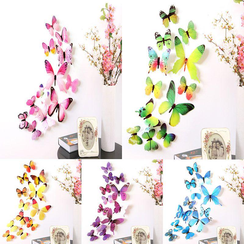 Exquisite 12pcs 3d Butterfly Wall Stickers Perfect For Stylish Bedroom Decor And Decoration