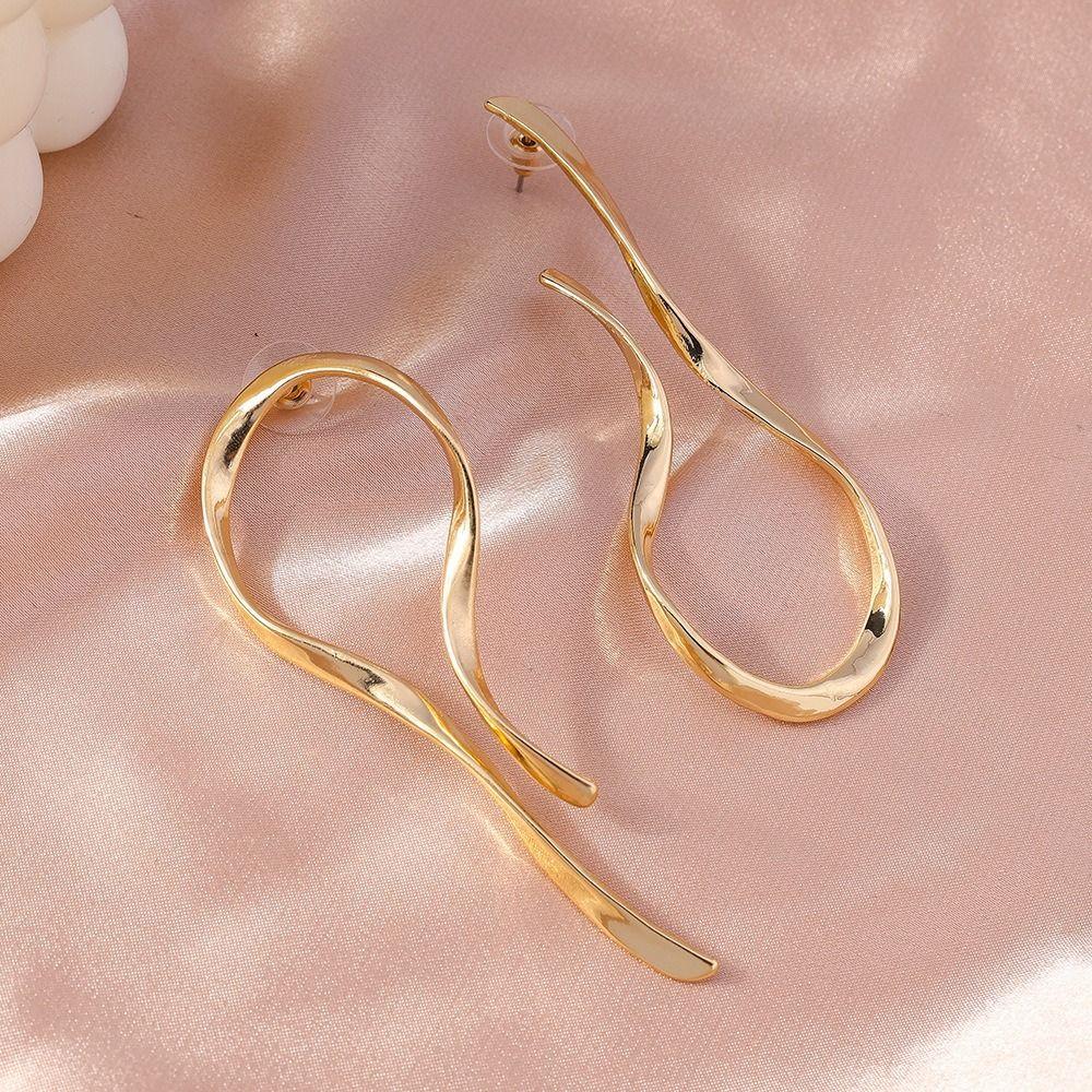 Alloy Dangle Earrings Gold Silver Color Metal Earrings Charm Asymmetric Line Earrings  For Women