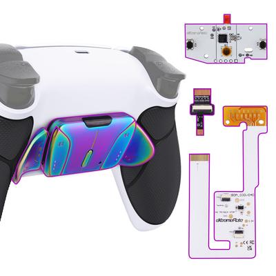 EXtremeRate Metalen Versie Chameleon RISE4 V3 Achterkant Remap Kit met Rubberen Grip voor PS5 Controller Upgradebord Zwarte Achterkant met Rubberen Grip 4