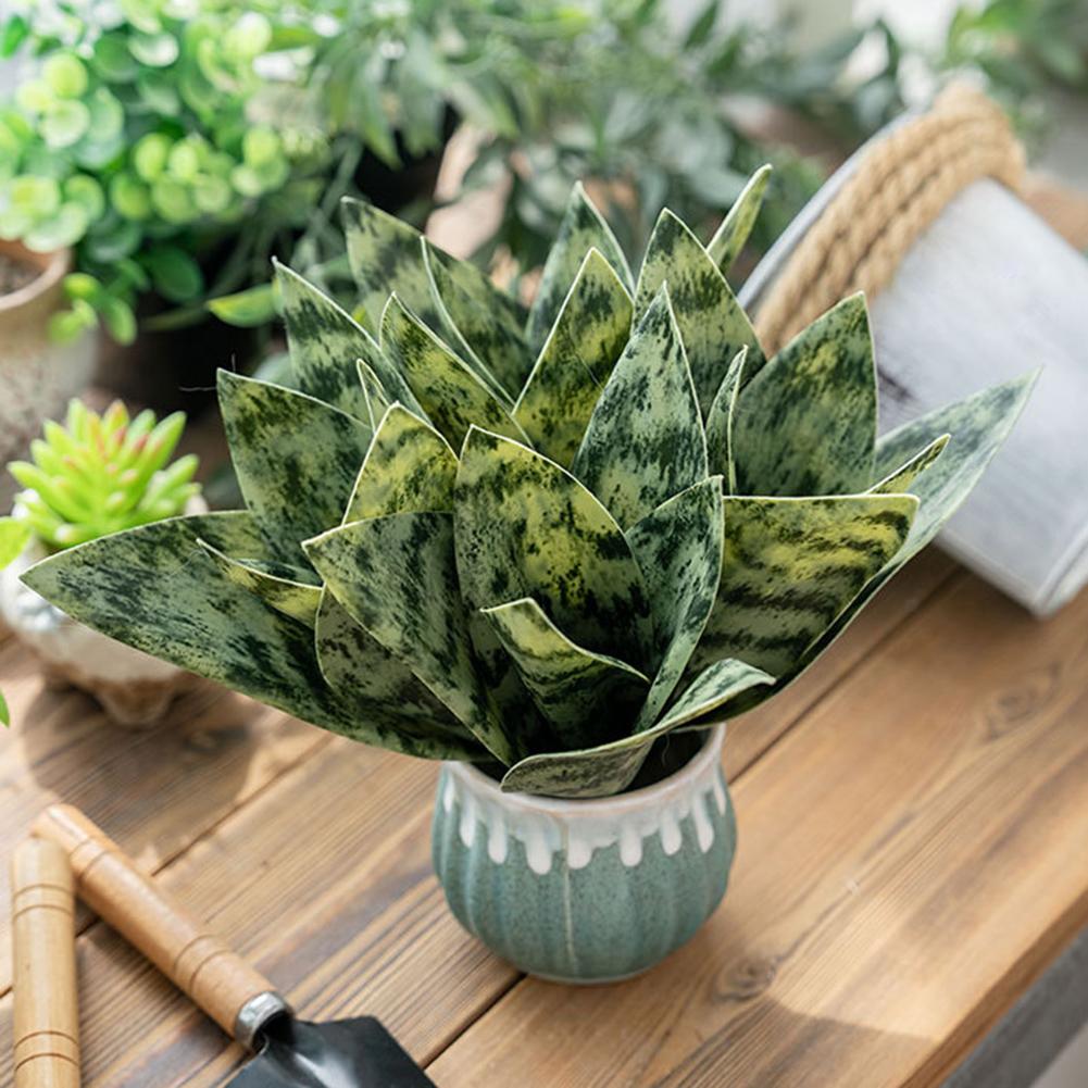 19cm Height Artificial Plant Low-Maintenance Greenery PVC Snake Plant