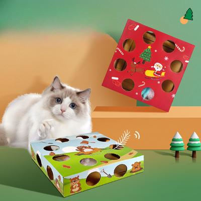 Kerst Elektrisch Huisdier Whack-a-mole Kattenbak Om De Kat Te Amuseren Draaitafel Golfkartonnen Doos Om De Kat Te Amuseren en Verveling Te Verlichten Interactief Speelgoed