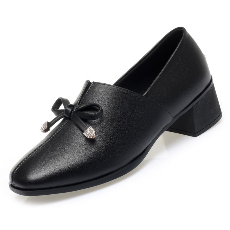 

Модные туфли AIYUQI Женские из натуральной кожи 2025 Осень Новые Толстый каблук Большой размер Женская повседневная обувь Квадратный носок Женские офисные туфли 42