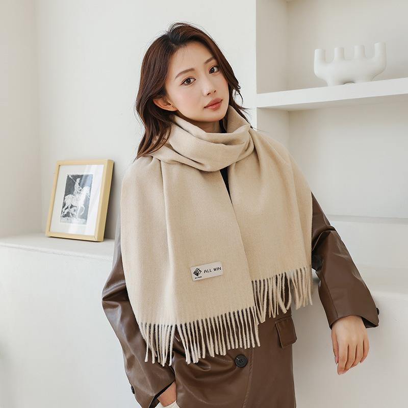 Cashmere Scarf Shawl High End New Wool Scarf Women's Winter Thickened Solid Color Scarf for Men