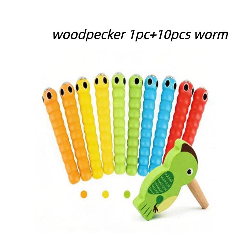 Montessori Pedagogiska Träleksaker Maskmaskar För Fånga Mask Spel Jordgubbs Greppande Baby Trä Barnleksaker Tillbehör