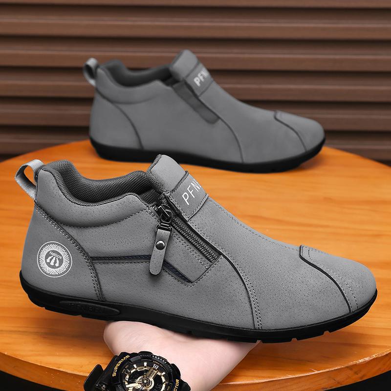 Men's Lightweight Mid-Top Slip-On Casual Shoes - Versatile, Fashionable, Wear-Resistant, and Anti-Slip Flats
