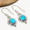 Copper Blue Turquoise 925 Sterling Silver Earring V3720, Blue Earring, Round Earring, Valentin's Day Gift, Gift For Her, Birthday Gift, Handmade Jewel