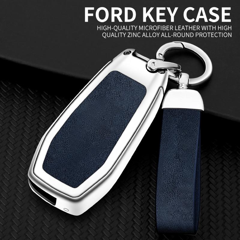 Zinc Alloy Leather Car Key Case Cover Holder Fob Protector Shell For Ford Figo Mondeo 5 Ecosport Puma Fiesta Mk8 Everest Ranger