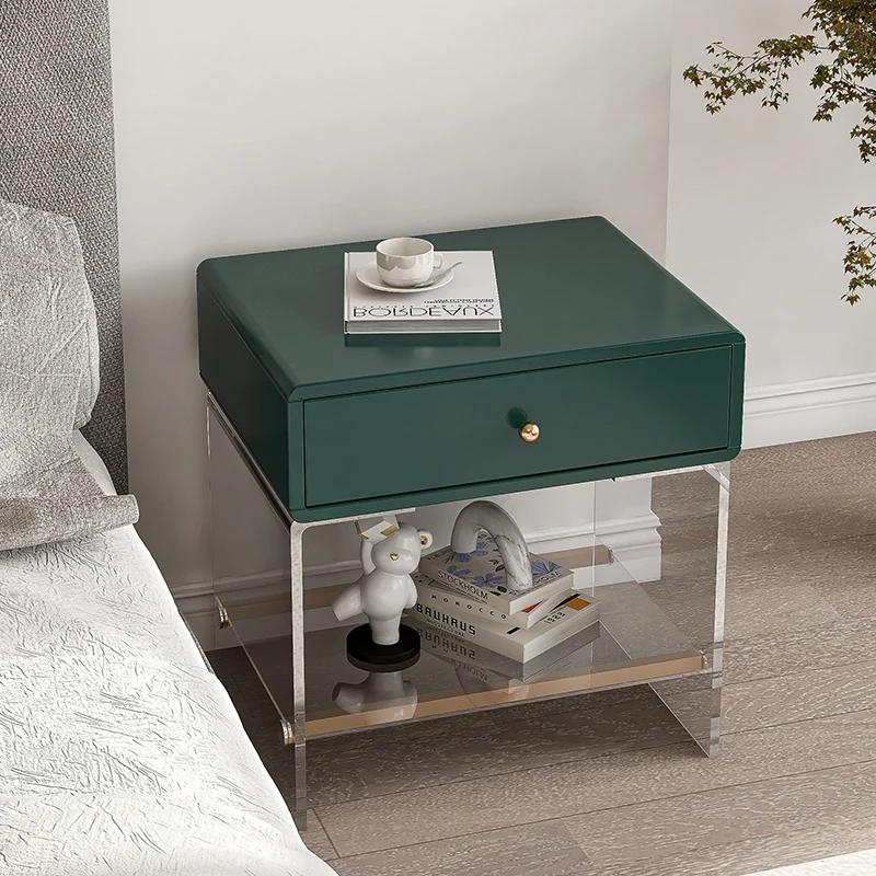 Bedside table bedroom simple modern small apartment transparent black and white net red ins wind light luxury bedside table