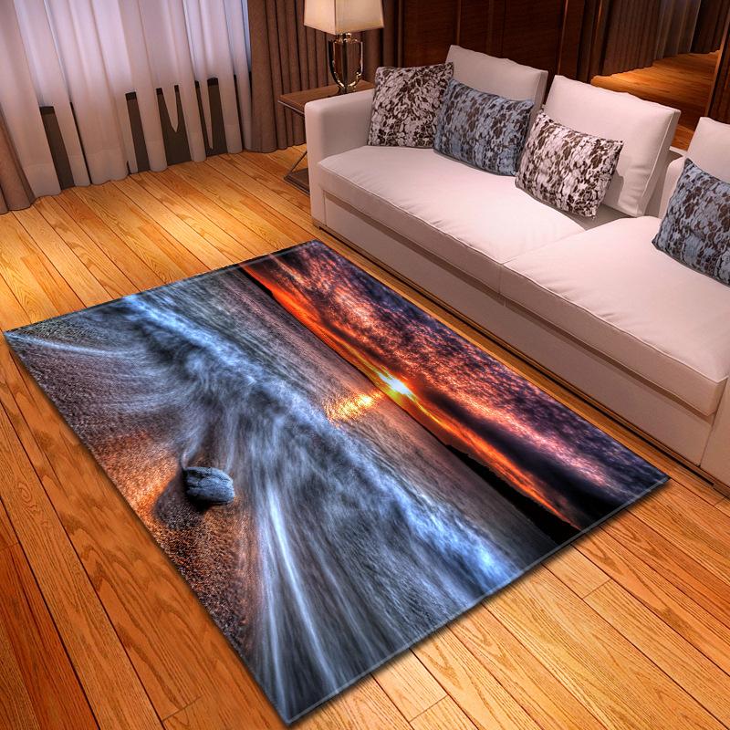 Beach Concept Landscape Living Room Carpet Bedroom Dining Room Floor Mat Pattern Size