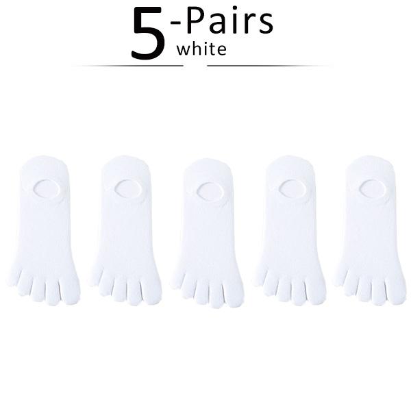 5 Pairs Summer Invisible Toe Socks Woman Girl Cotton Thin Solid Soft Shallow Mouth Breathable Deodorant No Show 5 Finger Socks