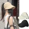 Womens Thin Quick Dry Sunscreen Hat Summer Outdoor Visor Cap Upgraded with Mask Hanger Lightweight
