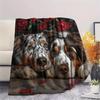Australian Shepherd and Roses,pattern Flannel Blanket, High quality Comfortable for All Seasons, Home Decor, Warmth and Comfort, Perfect for Gifts.