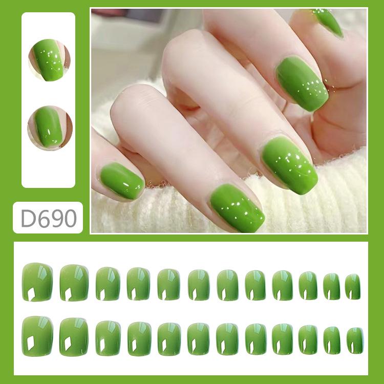 

D690 Популярные фруктово-зеленые носимые наклейки для ногтей - Свежий короткий стиль, накладки для искусственных ногтей Glue Kit
