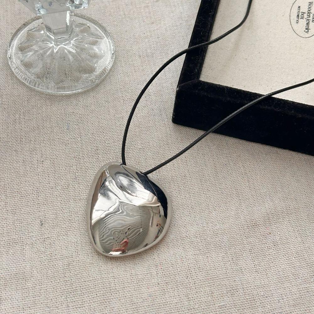 Gold Silver Irregular Necklace Matte Metal Long Sweater Chain  Jewelry Accessories