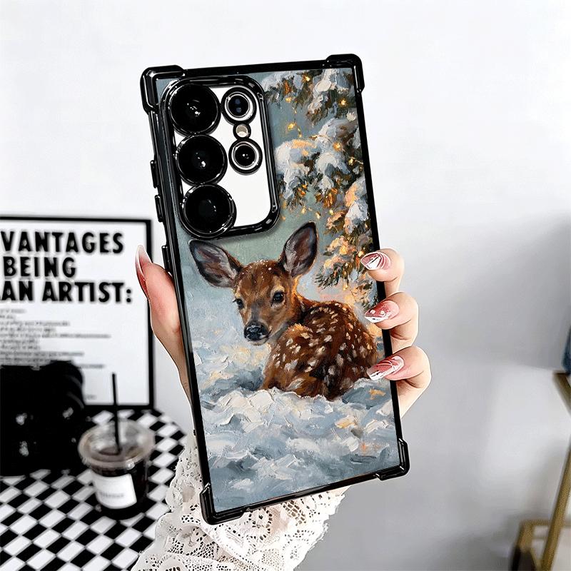Sika Deer Elk Animal Plating Phone Case For Samsung Galaxy S24 S25 FE S26 Edge S23 Ultra S22 S21 Plus S20 Anti-Fall Airabag Cove
