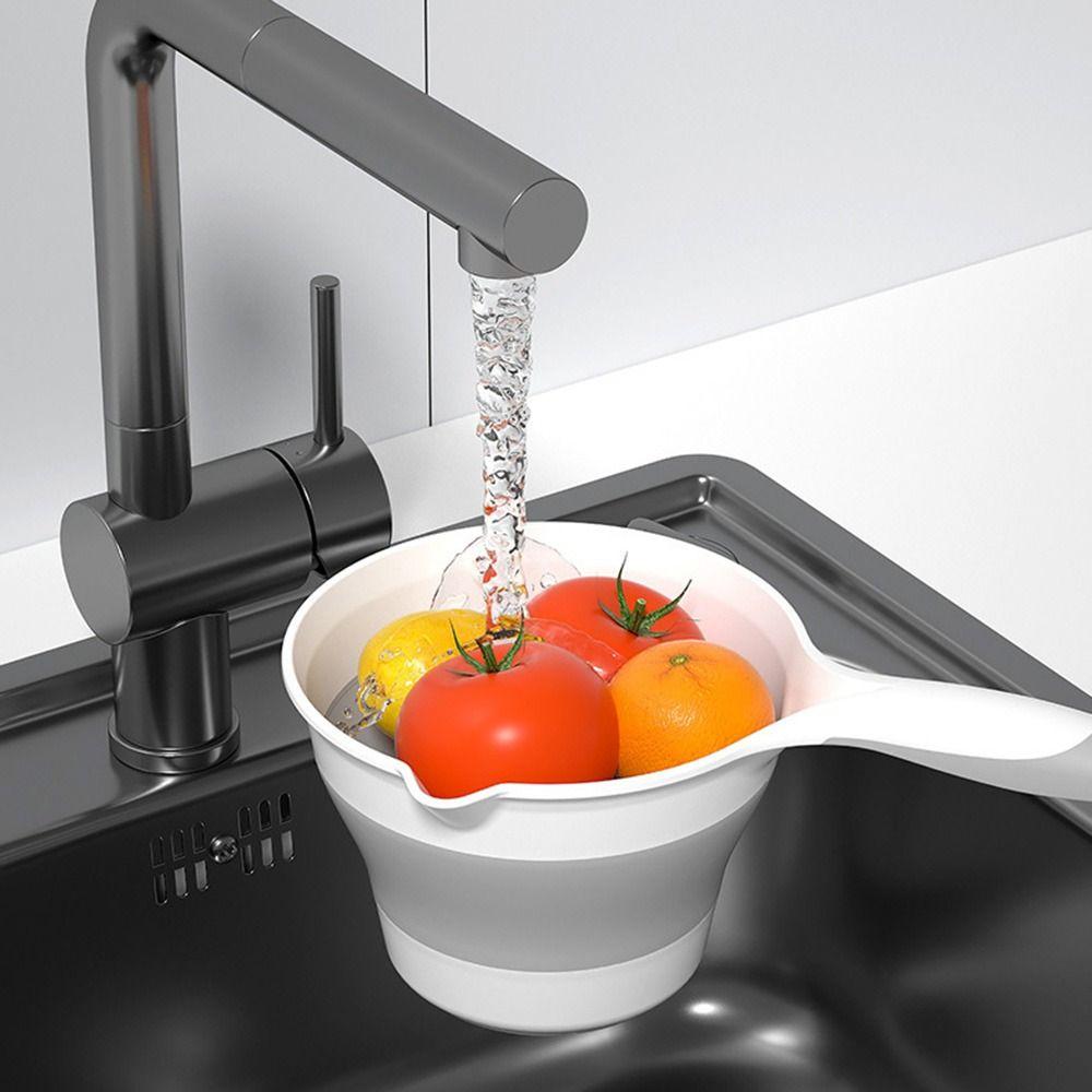 Long Handle Folding Water Scoop Suspensible Fruit Washing Scoop Convenient Water Dipper  Household