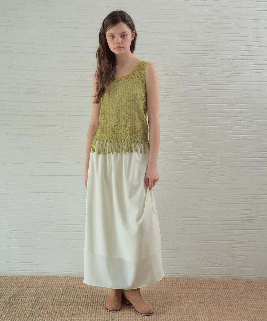 Aueonoseuteljia Handmade Fringe Sleeveless Knit_Olive(Oc26Kn21)