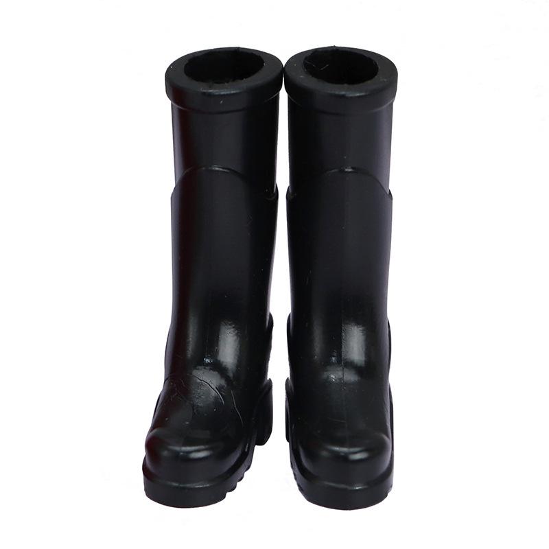 1:12 Dollhouse Miniature Black Rain Boots - Plastic Shoes Furniture Accessories