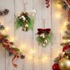 Creative Christmas Bell Pendant 3D Crisp Sound Christmas Hanging Decorations Velvet Bow Artificial Pine Christmas Jingle Bells