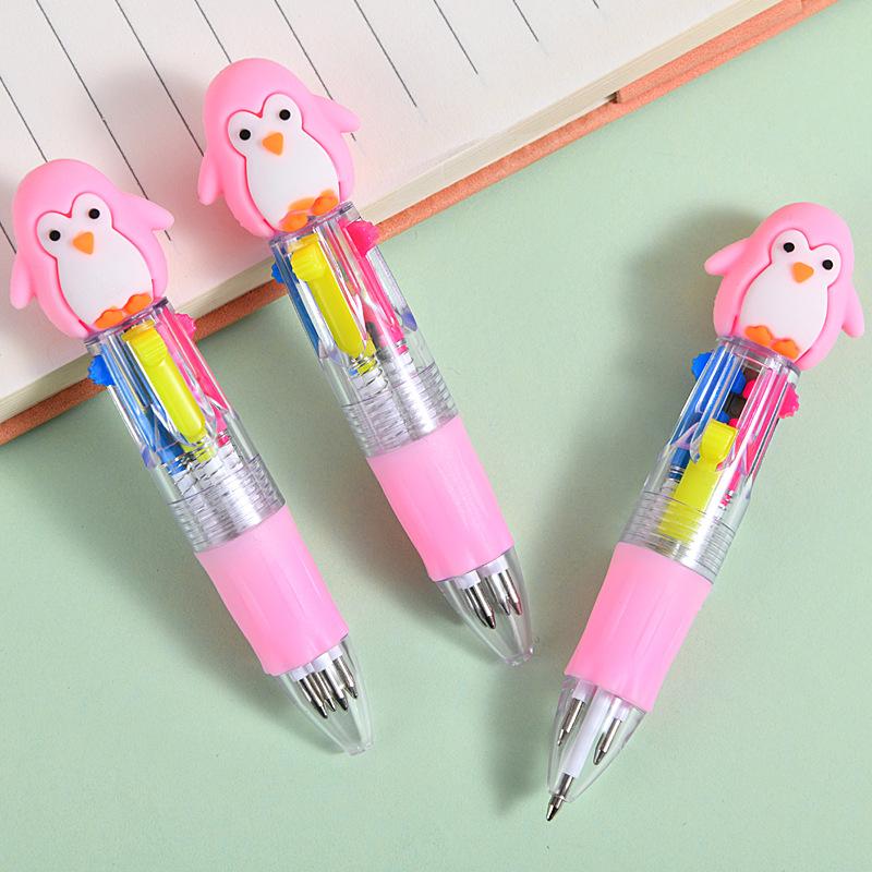 36Pcs Cute Penguin Retractable Ballpoint Pens, Assorted Pink Multi-Color Pens, Smooth Writing for Office, School, Stationery Supplies, Daily Note