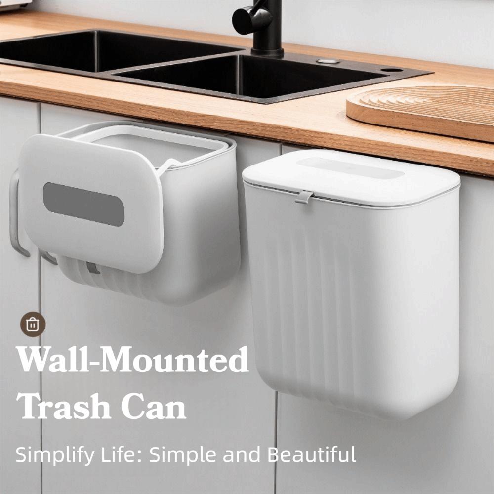 7/11L Wall-Mounted Trash Bin No-Hole Bathroom Trash Can Compact Kitchen Storage Box  Laundry Room