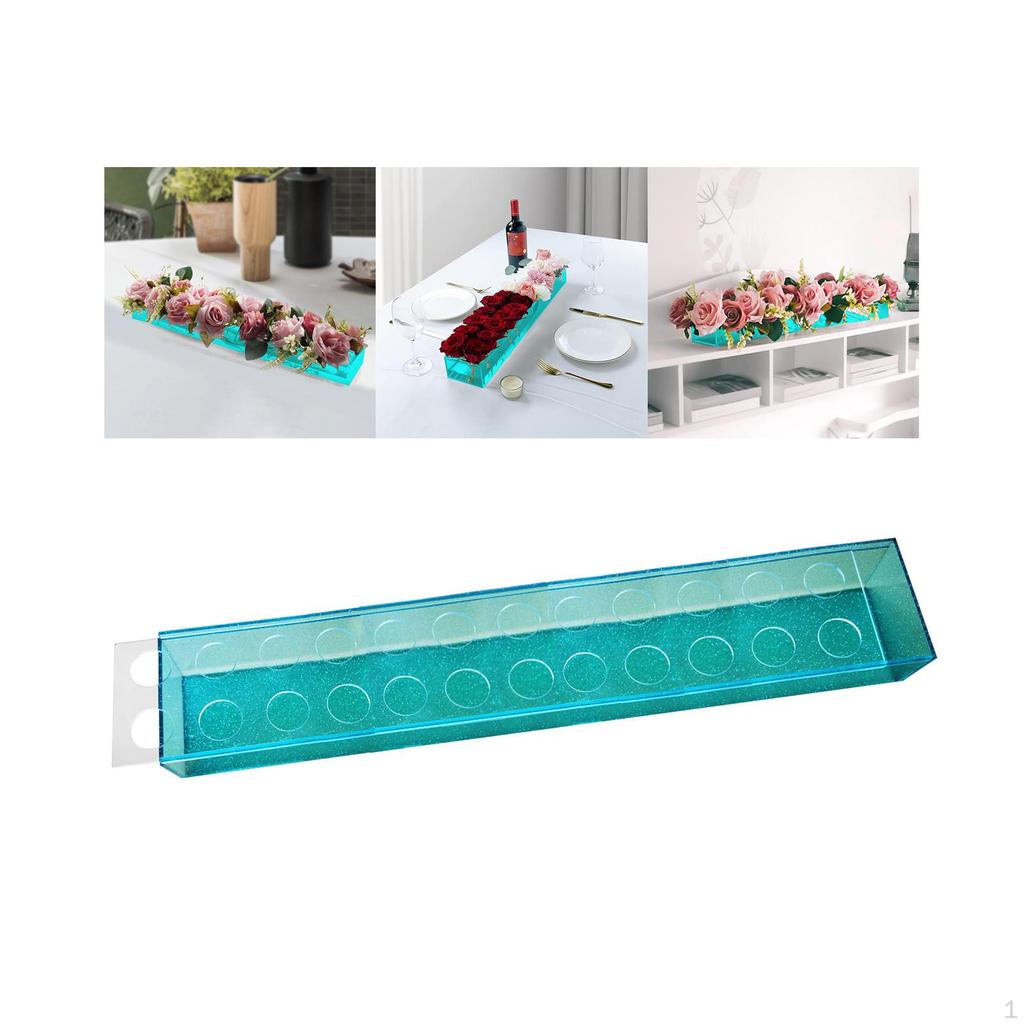 Acrylic Vase Rectangle Bud Flute Flower Pot Holder for Desktop Housewarming