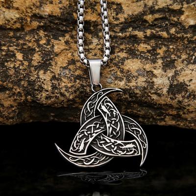 Viking Sun Totem Titanium Steel Men's Necklace - Nordic Retro Stainless Steel Pendant Chain for Women