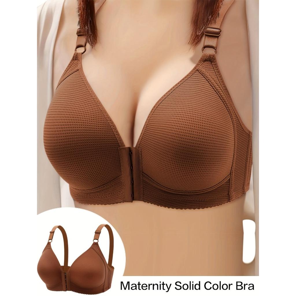Front Clasp Design, Adjustable Straps, Non-removable Pads, Textured Fabric Provides Support and Comfort for All-season Wear, Black, Comfort Underwear