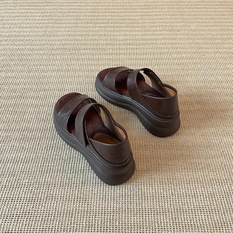 

2025 new super lightweight platform sandals women s summer casual height increase with skirt temperament versatile soft-soled Roman shoes 40 коричневый