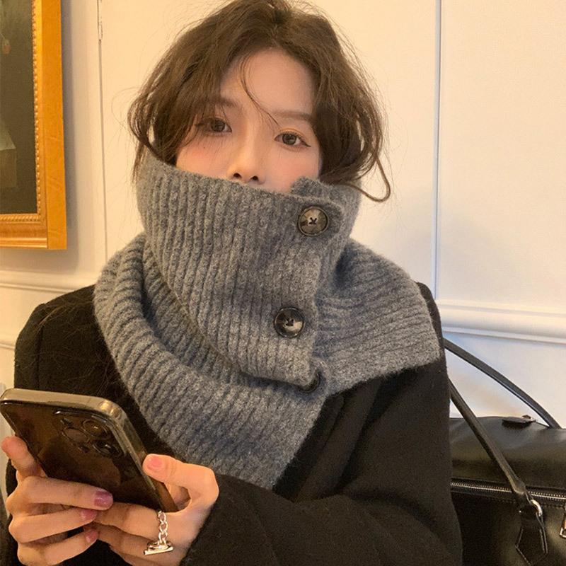 Warmer Winter-Strickhalsschal für Damen, modisches Design, gestreift, einfarbig, Wollgarn, magischer Ring, Schals, Kaschmir, Bufanda, Schalldämpfer