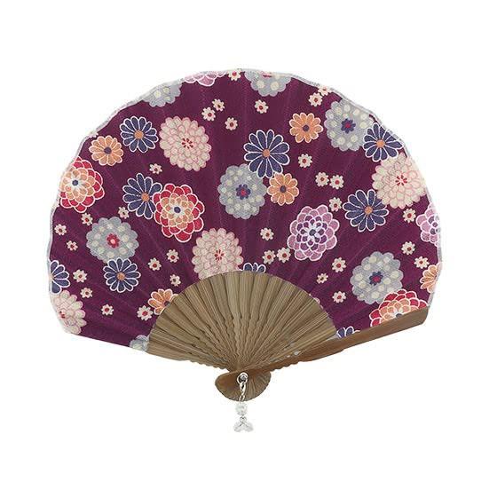 [Onishi Kensei Seihan] Ripple Shell Fan 22cm Women s 52-319 Colorful ChrysanthemumPurple