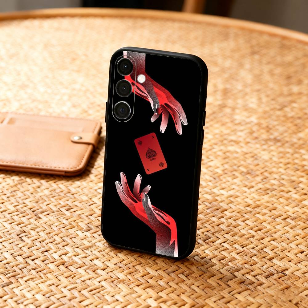 

A-Ace of Spades Poker Phone Case For Samsung A73,72,71,53,52,51,22,91,80, Soft Black Cover Samsung a12