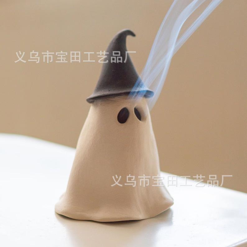 Witch Hat Ghost Pumpkin Ghost Incense Burner Fun Home Decor Resin Knickknacks