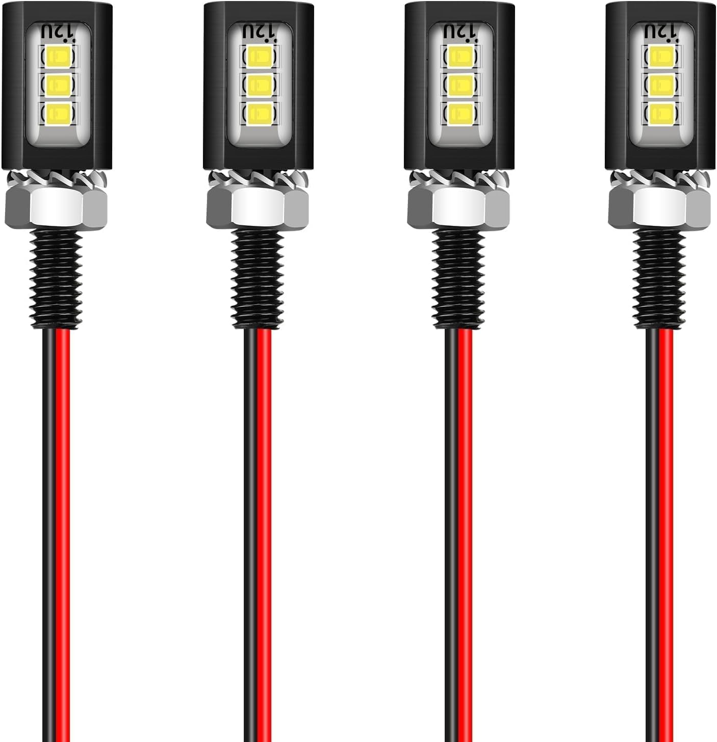 4PCS 12V LED License Plate Light, License Tag Screw Bolt Lamps, Super Bright Motorcycle LED Bulb Tag Lights for Car Truck RV ATV Bike