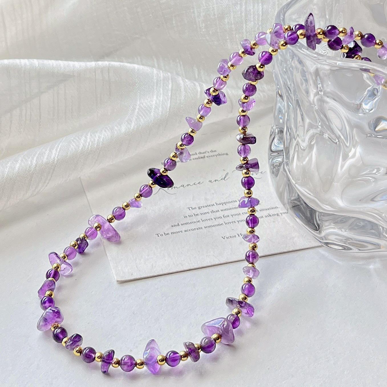 

Вітер Висока Якість Натуральний Аметист Дизайн Ланцюжок для Светра Ланцюжок на Ключицю Вірність