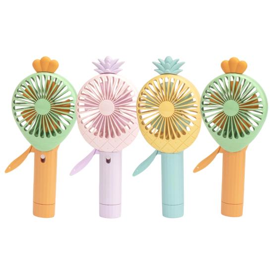 Pineapple Carrot Handheld Fan Press Misting Summer Cooling Fan Lightweight Portable Travel Outdoor Manual Mist Spray Personal Fan