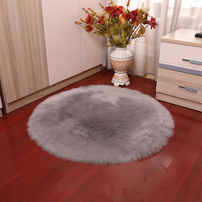 Nordic Round Faux Wool Rug for Bedroom or Living Room