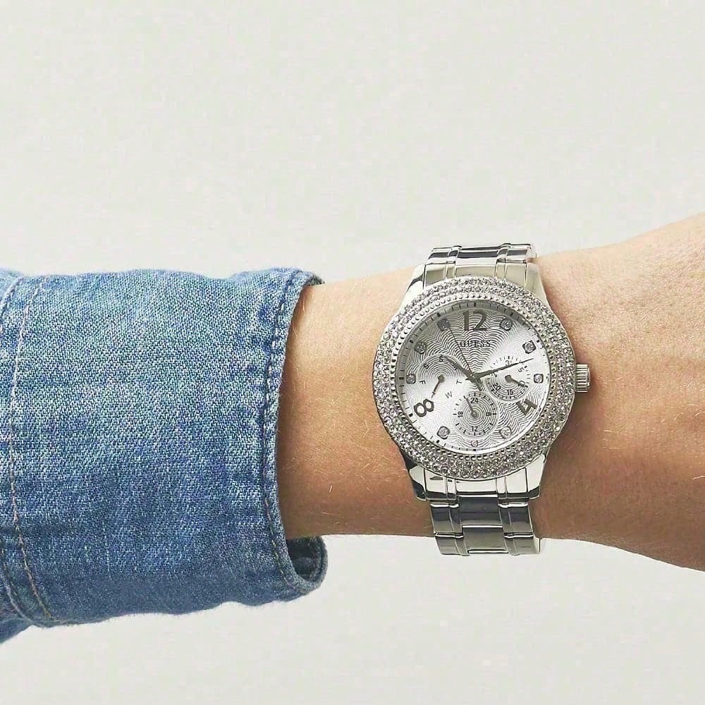 Guess Bedazzle Stylish Women's Stainless Steel Quartz Watch Round Dial for Women W1097L1