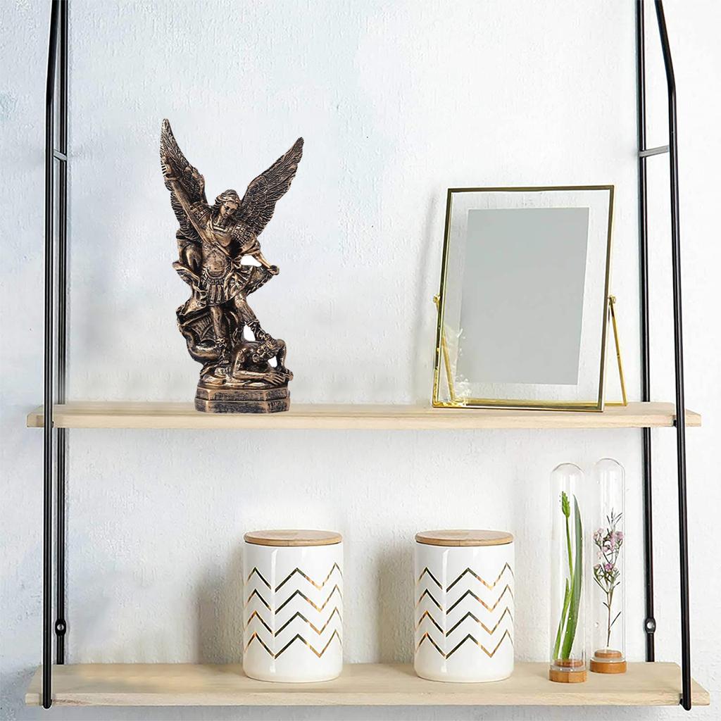 Religious Angel Michael Sculpture 13cm Tall for Spiritual Decors Religious Collectible Battle Angel Sculptures